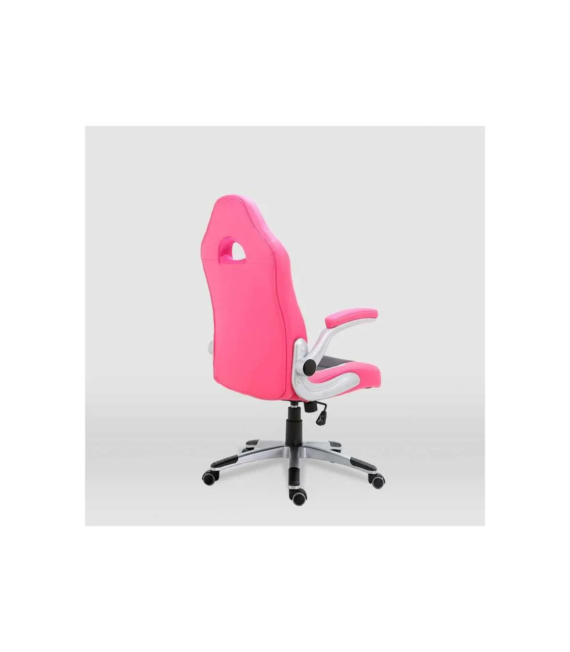 Silla de escritorio Victoria en rosa y negro. Alto: 112-120, Ancho: 70, Fondo: 51