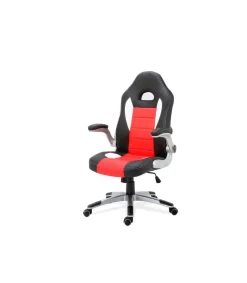 Silla de escritorio Victoria en negro y rojo. Alto: 112-120, Ancho: 70, Fondo: 51