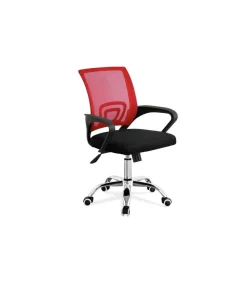 Silla de estudio juvenil Martina en rojo y negro. Alto: 88-98, Ancho: 57, Fondo: 53.5