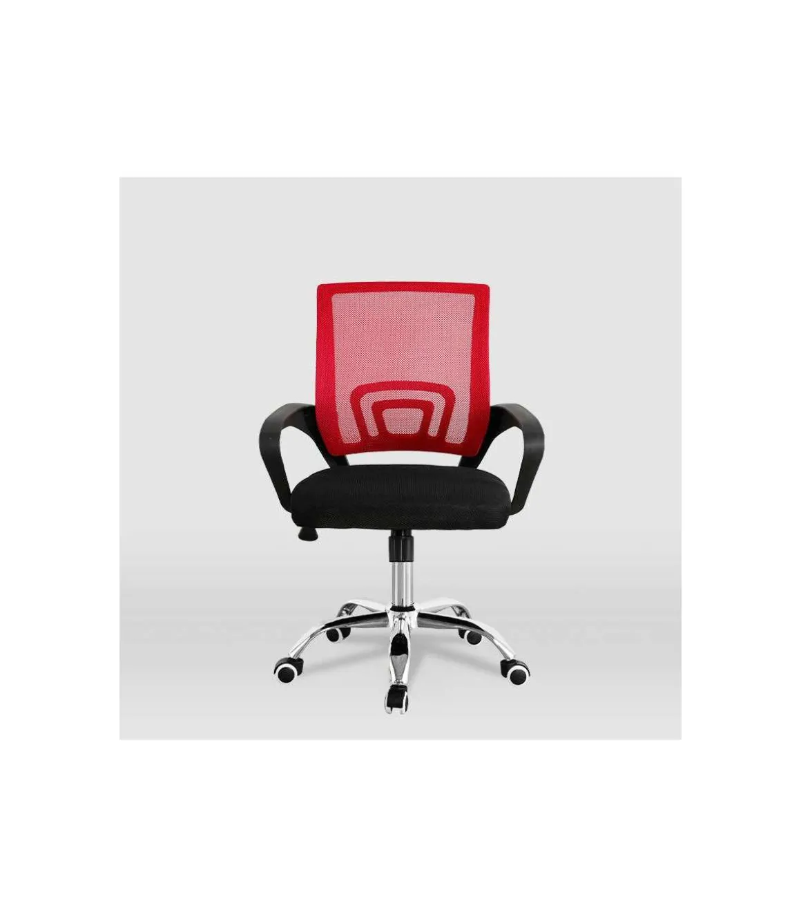 Silla de estudio juvenil Martina en rojo y negro. Alto: 88-98, Ancho: 57, Fondo: 53.5