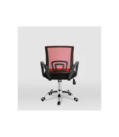 Silla de estudio juvenil Martina en rojo y negro. Alto: 88-98, Ancho: 57, Fondo: 53.5
