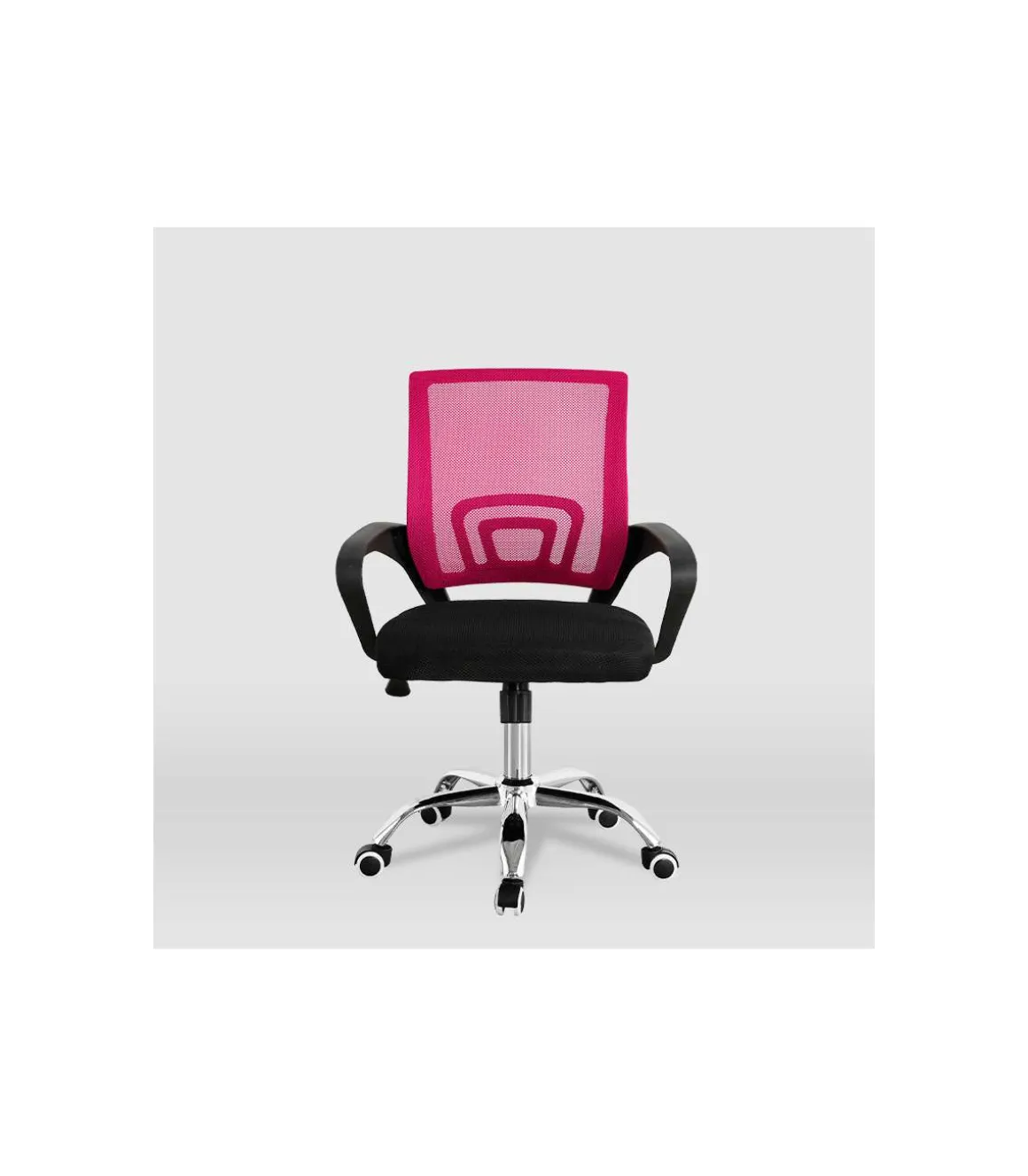 Silla de estudio juvenil Martina en rosa y negro. Alto: 88-98, Ancho: 57, Fondo: 53.5
