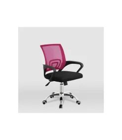 Silla de estudio juvenil Martina en rosa y negro. Alto: 88-98, Ancho: 57, Fondo: 53.5