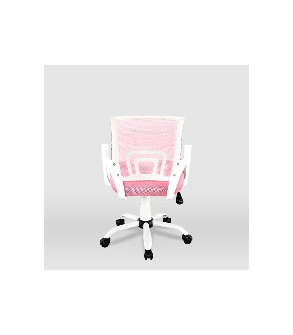 Silla de estudio juvenil Martina en rosa y blanco. Alto: 88-98, Ancho: 57, Fondo: 53.5.