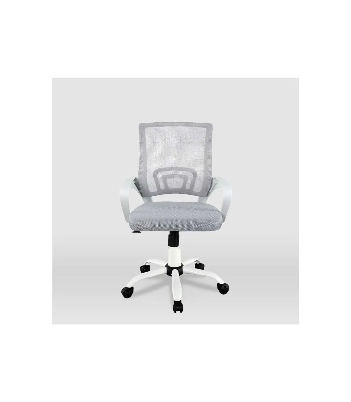 Silla de estudio juvenil Martina en gris y blanco. Alto: 88-98, Ancho: 57, Fondo: 53.5.
