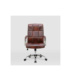 Silla de oficina Belinda en piel sintética marrón envejecido. Alto: 110/119.5cm Ancho: 60.5cm Fondo: 69.5cm.