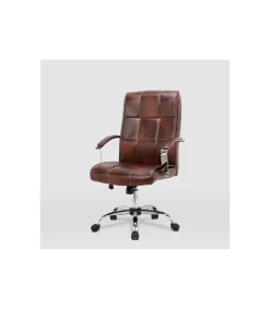 Silla de oficina Belinda en piel sintética marrón envejecido. Alto: 110/119.5cm Ancho: 60.5cm Fondo: 69.5cm.
