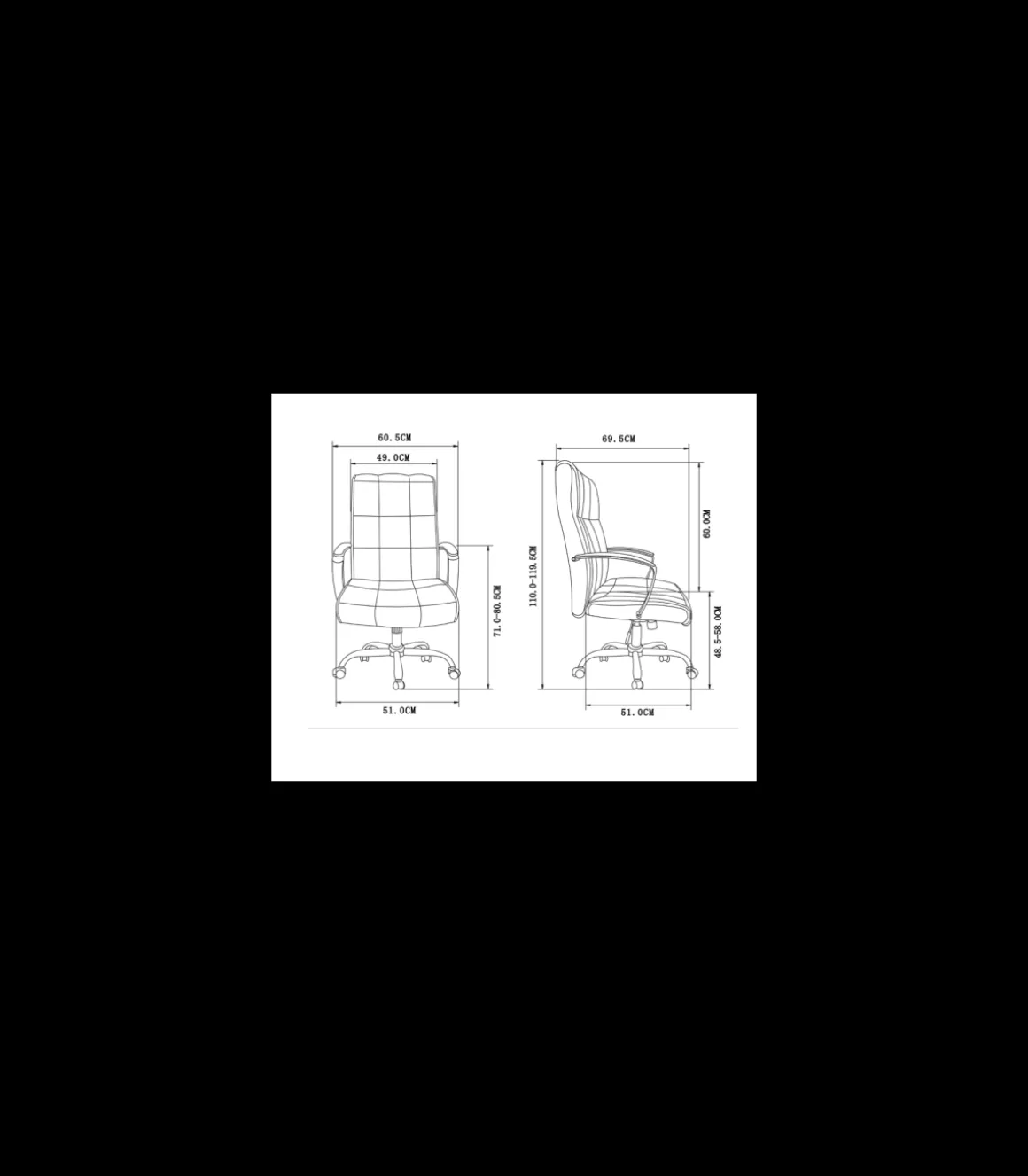 Silla de oficina Belinda en piel sintética marrón envejecido. Alto: 110/119.5cm Ancho: 60.5cm Fondo: 69.5cm.