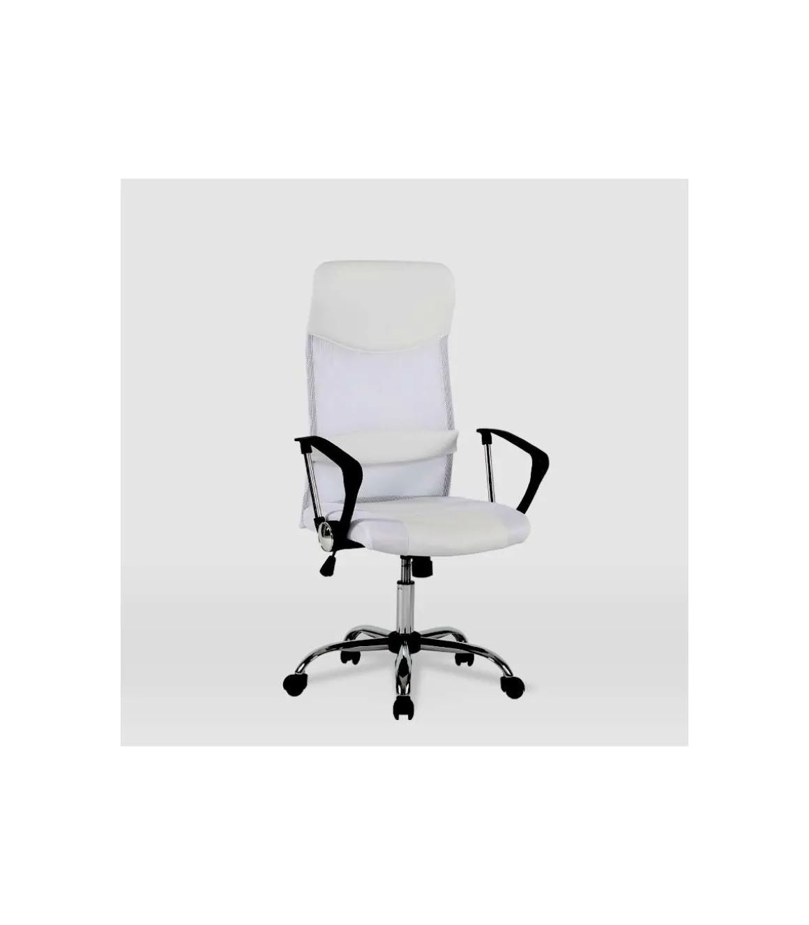 Silla de oficina Dafne acabado blanco. Alto: 112.5-122cm Ancho: 60cm Fondo: 49.5cm.