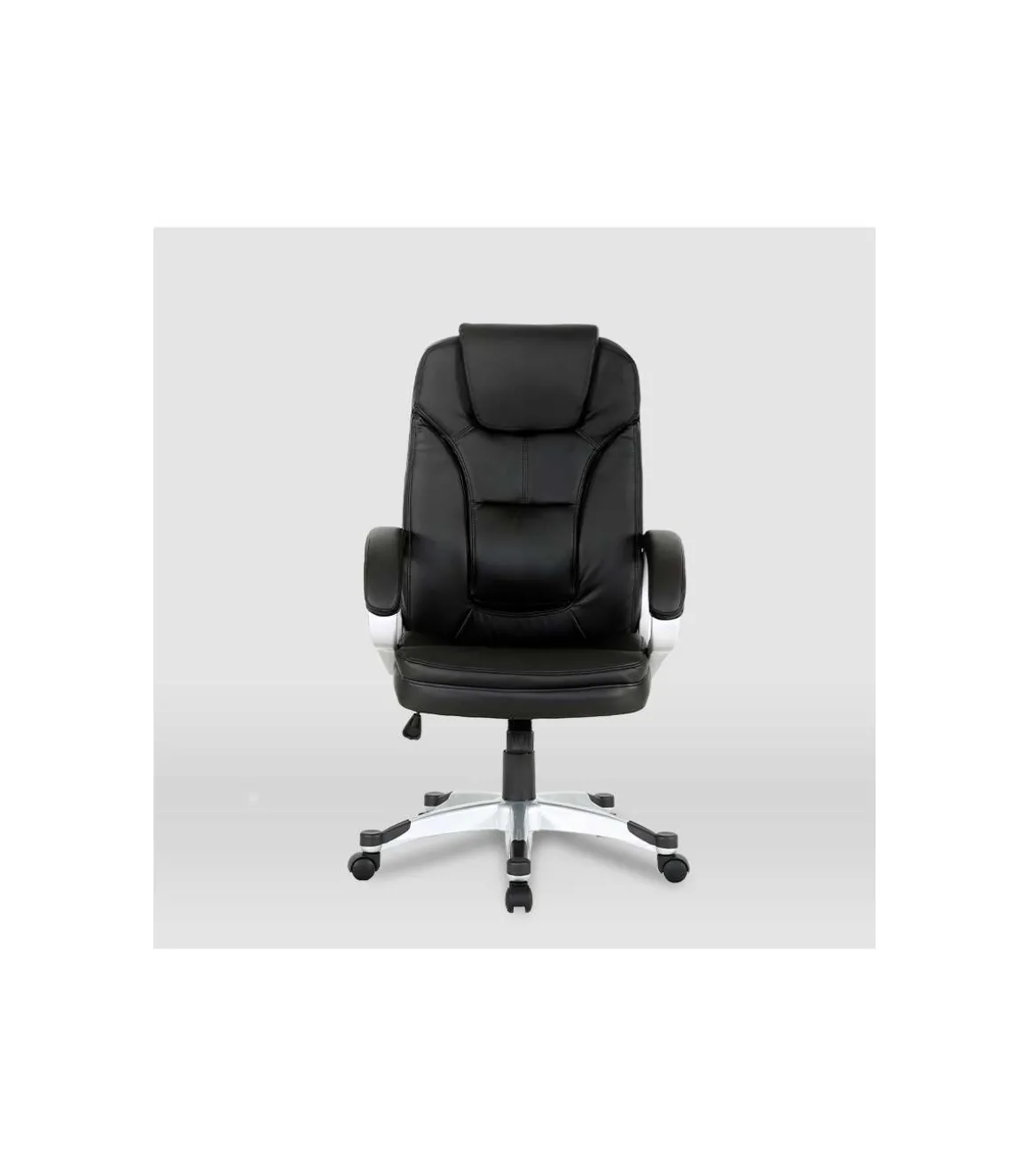 Silla de oficina Elisabeth en piel sintética negra. Alto: 115.5/125.5cm Ancho: 64.5cm Fondo: 70.5cm.