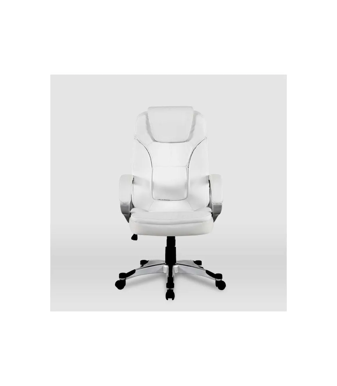 Silla de oficina Elisabeth en piel sintética blanca. Alto: 115.5/125.5cm Ancho: 64.5cm Fondo: 70.5cm.