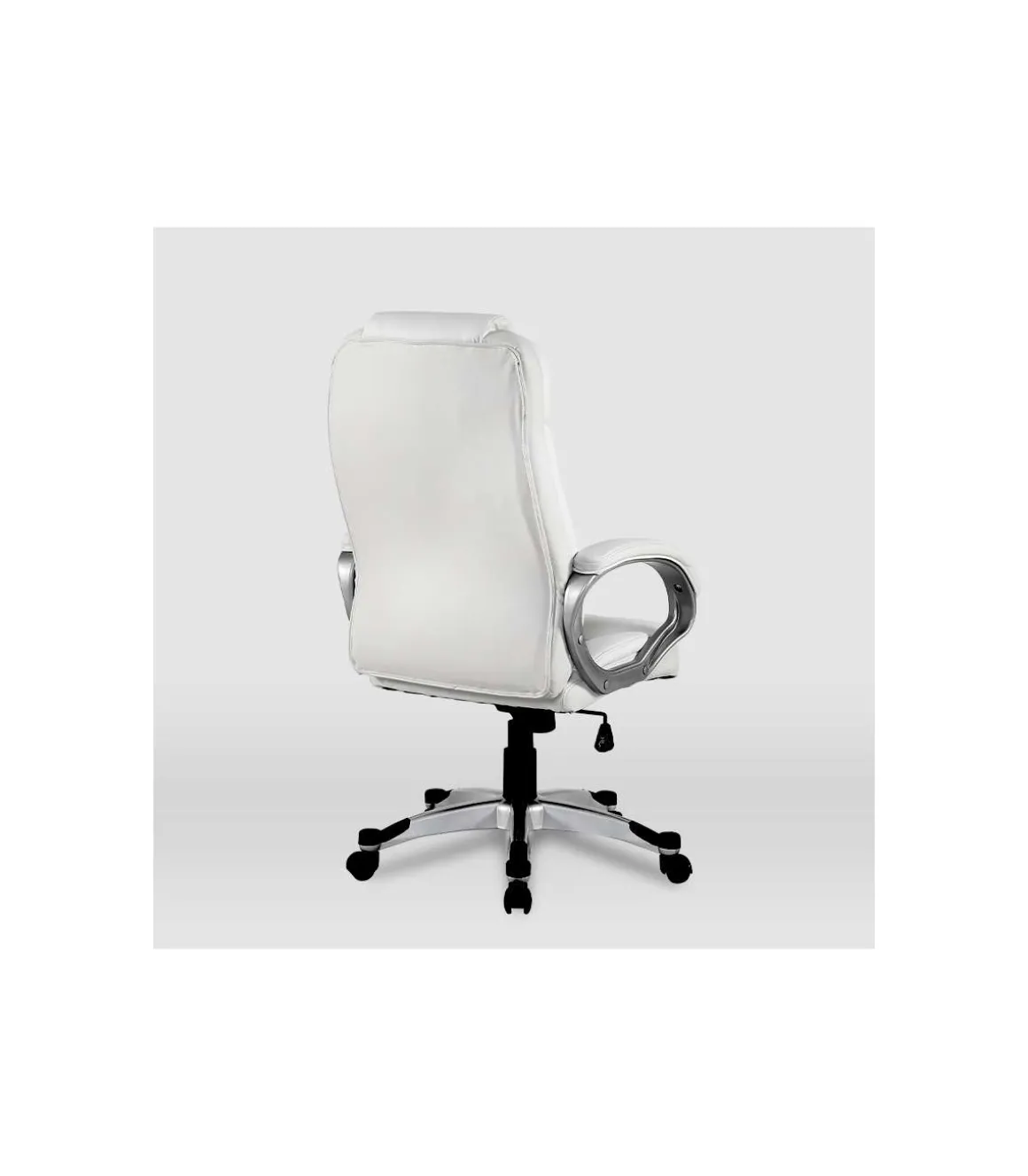 Silla de oficina Elisabeth en piel sintética blanca. Alto: 115.5/125.5cm Ancho: 64.5cm Fondo: 70.5cm.