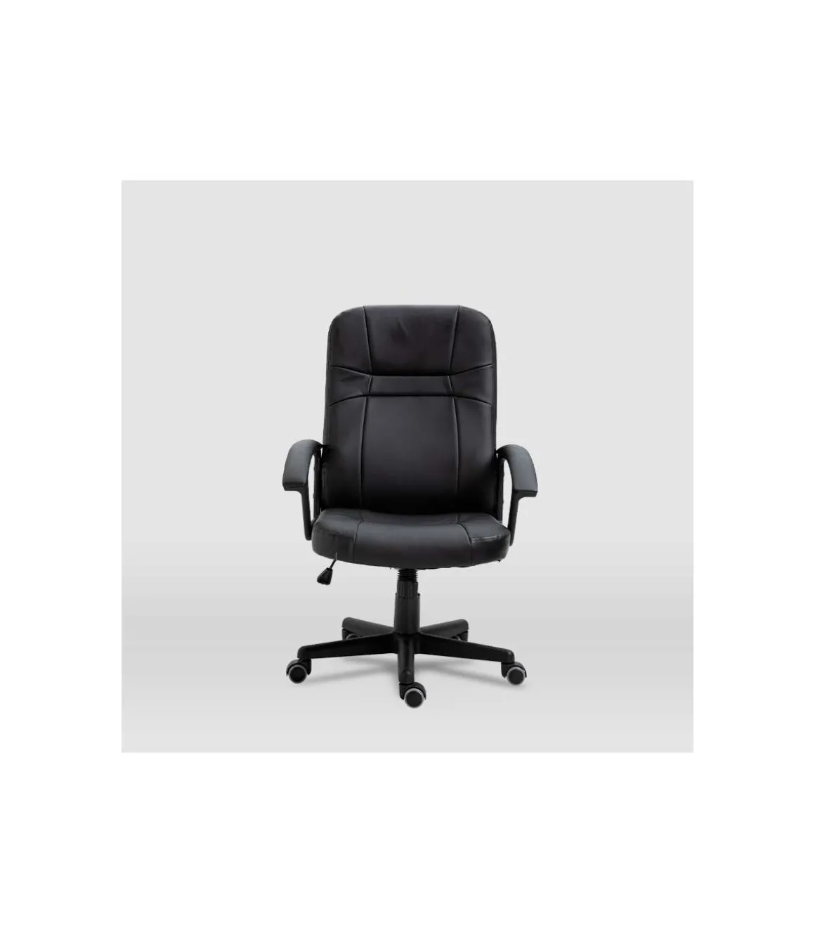 Silla de oficina Elsa en piel sintética negra. Alto: 100-110, Ancho: 65, Fondo: 68.