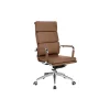 Silla despacho giratoria elevable piel sintetica en color marrón, 109-116 cm(alto)61 cm(ancho)69 cm(largo)