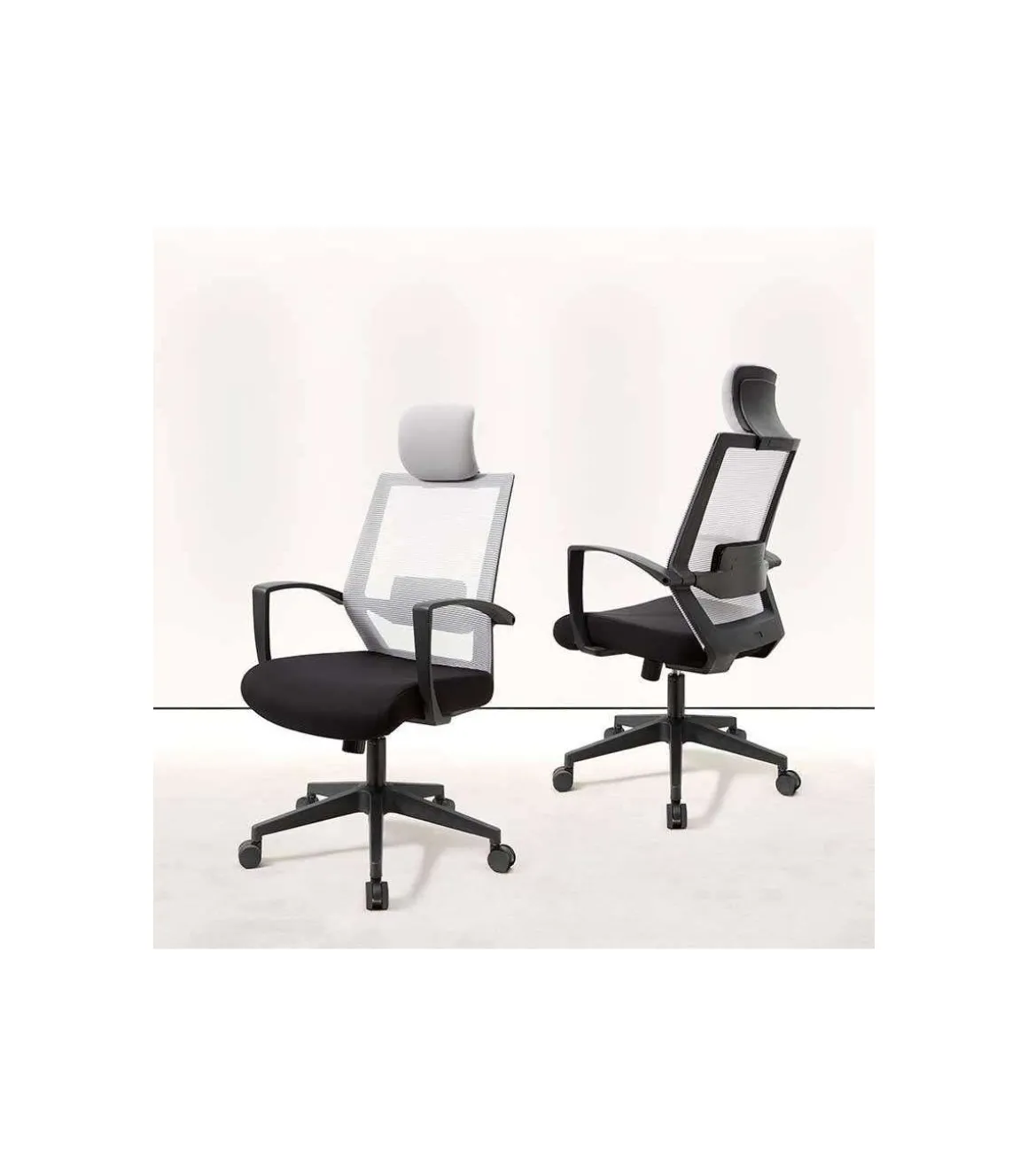 Silla despacho giratoria elevable acabado negro/gris 63 cm(ancho) 117-124 cm(altura) 51cm(fondo)