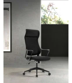 Silla despacho giratoria elevable con reposacabezas acabado negro, 67m(ancho) 117/127cm(altura) 69cm(fondo)