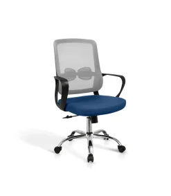 Silla despacho giratoria elevable acabado gris/azul, 60m(ancho) 100/110cm(altura) 61cm(fondo)