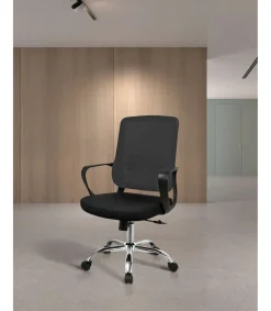 Silla despacho giratoria elevable acabado negro, 60m(ancho) 100/110cm(altura) 61cm(fondo)