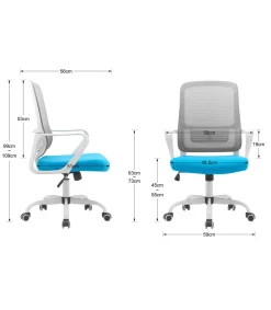 Silla despacho giratoria elevable acabado gris/azul, 59m(ancho) 99/109cm(altura) 56cm(fondo)