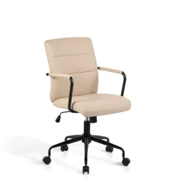 Silla despacho giratoria elevable acabado polipiel beige, 64m(ancho) 91/99cm(altura) 70cm(fondo)