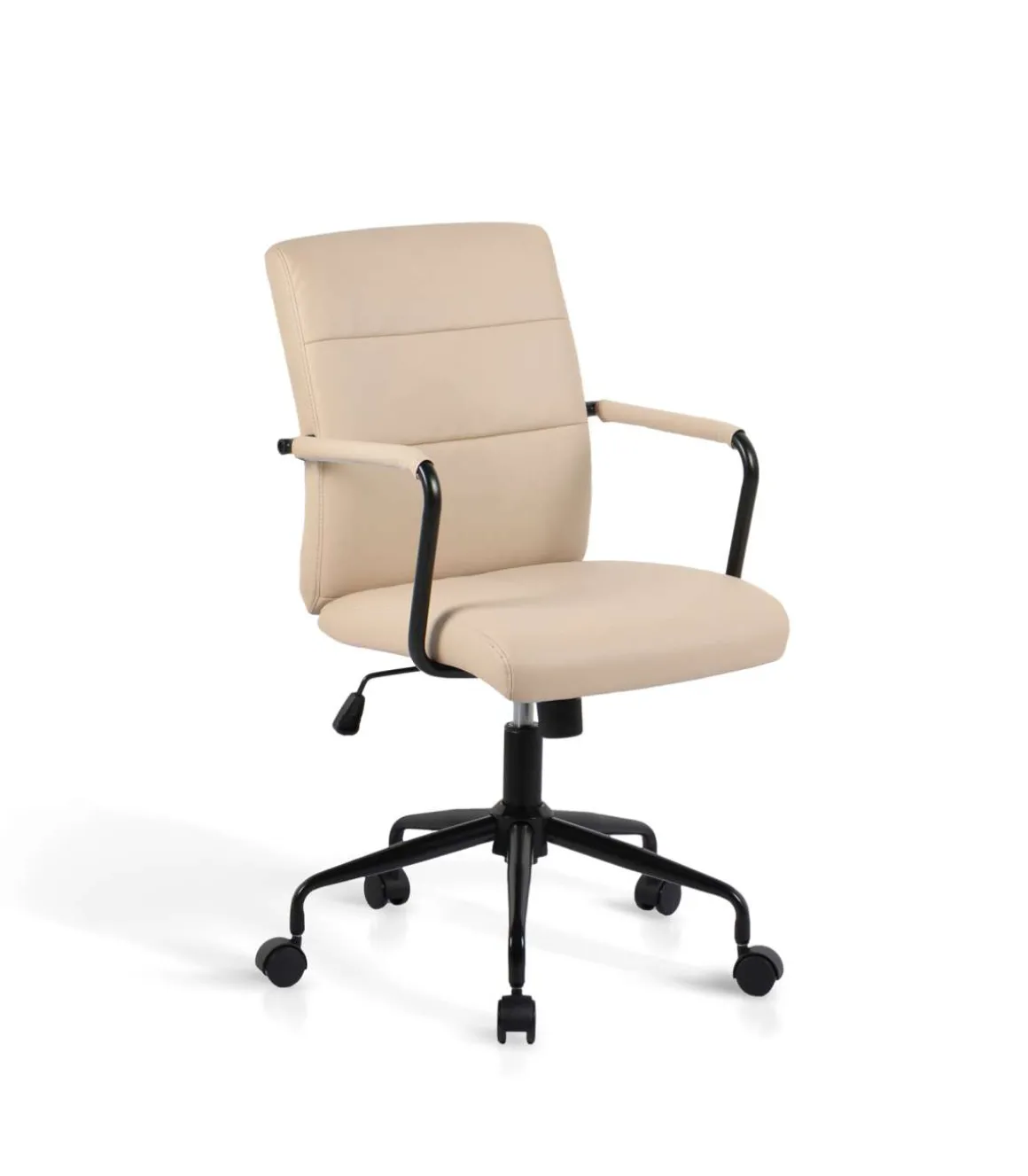 Silla despacho giratoria elevable acabado polipiel beige, 64m(ancho) 91/99cm(altura) 70cm(fondo)