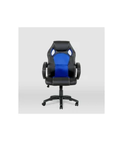 Silla gaming Olimpia tapizada en piel sintética negro/azul, 118/127cm(alto) 64.5cm(ancho) 71cm(largo)