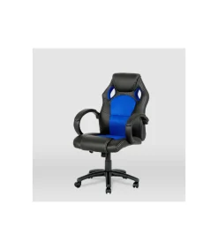 Silla gaming Olimpia tapizada en piel sintética negro/azul, 118/127cm(alto) 64.5cm(ancho) 71cm(largo)