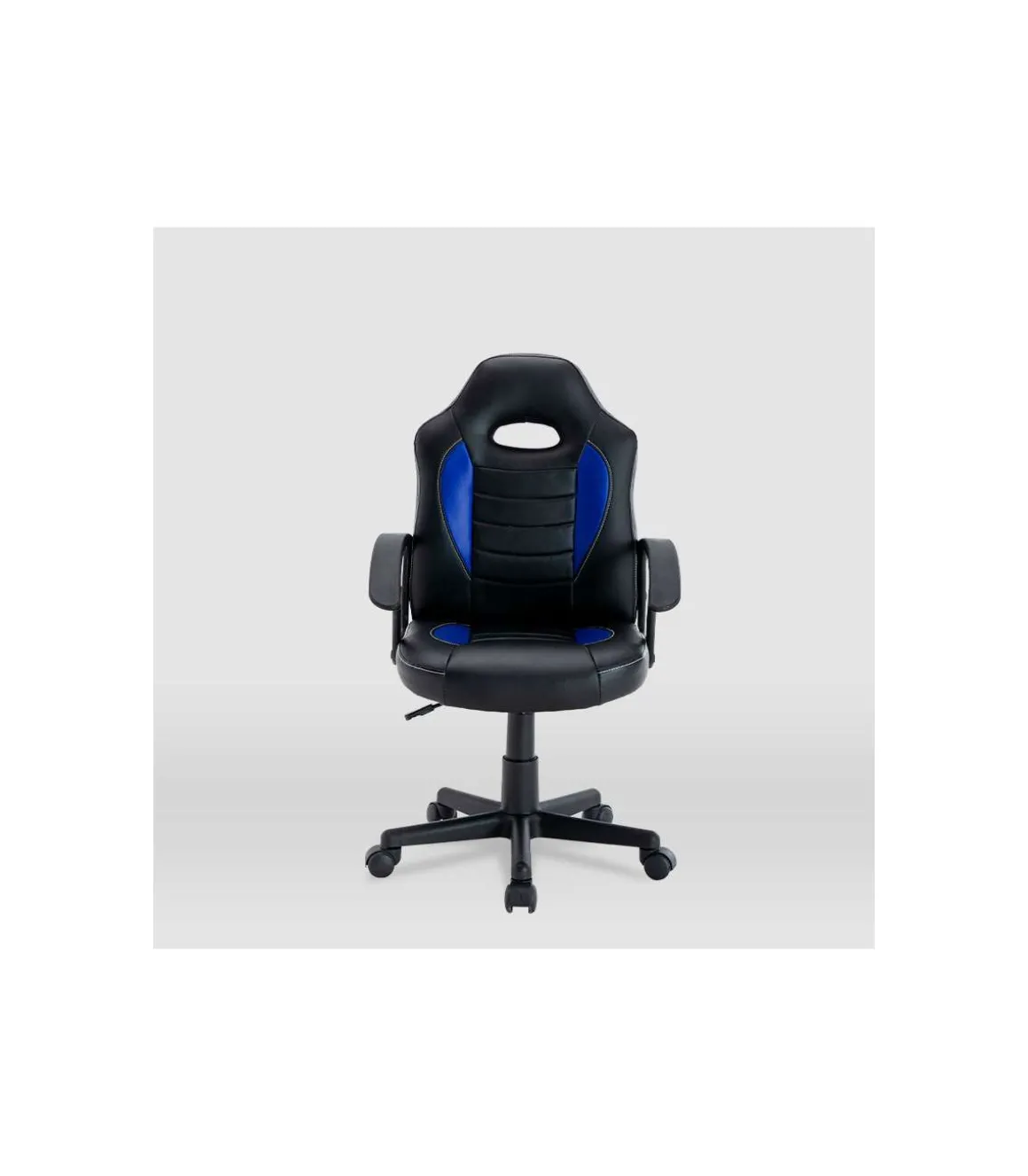 Silla gaming Zoe tapizada en piel sintética negro/azul, 92/102cm(alto) 56cm(ancho) 54cm(largo)