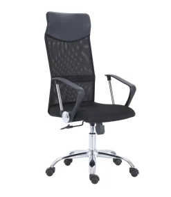 Sillón giratorio Coach red transpirable negro, 64 x 64 x 112-122 cm (ancho x largo x alto)