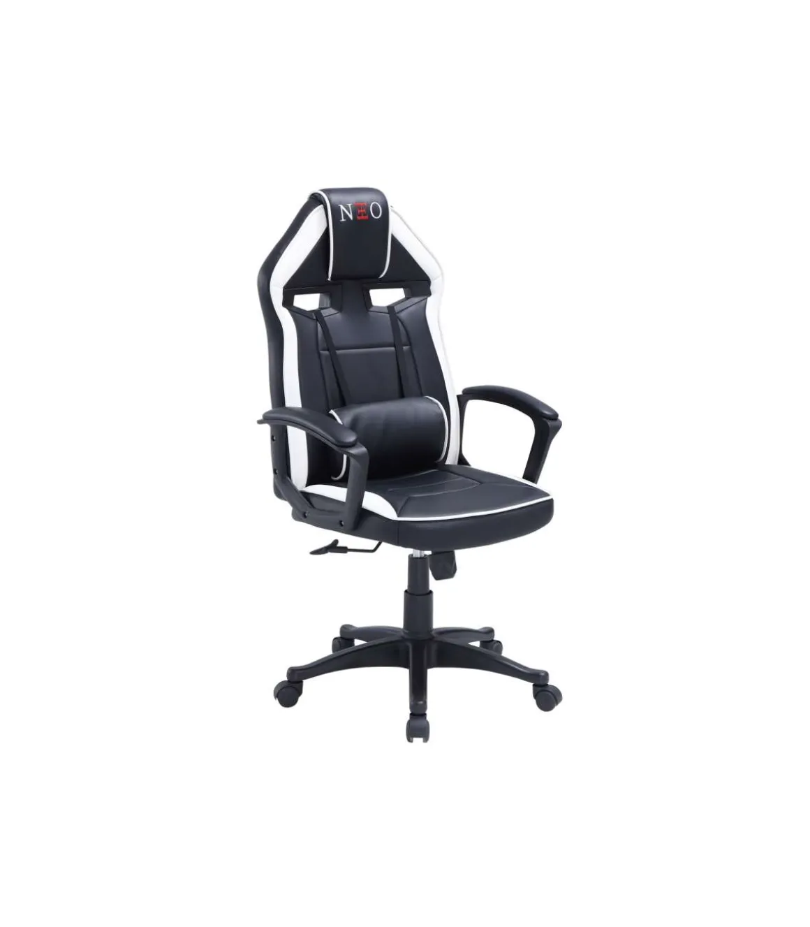 Sillón giratorio elevable gamer Neo Avance tapizado en tejido negro/blanco, 115-125cm(alto) 70cm(ancho) 70cm(fondo).