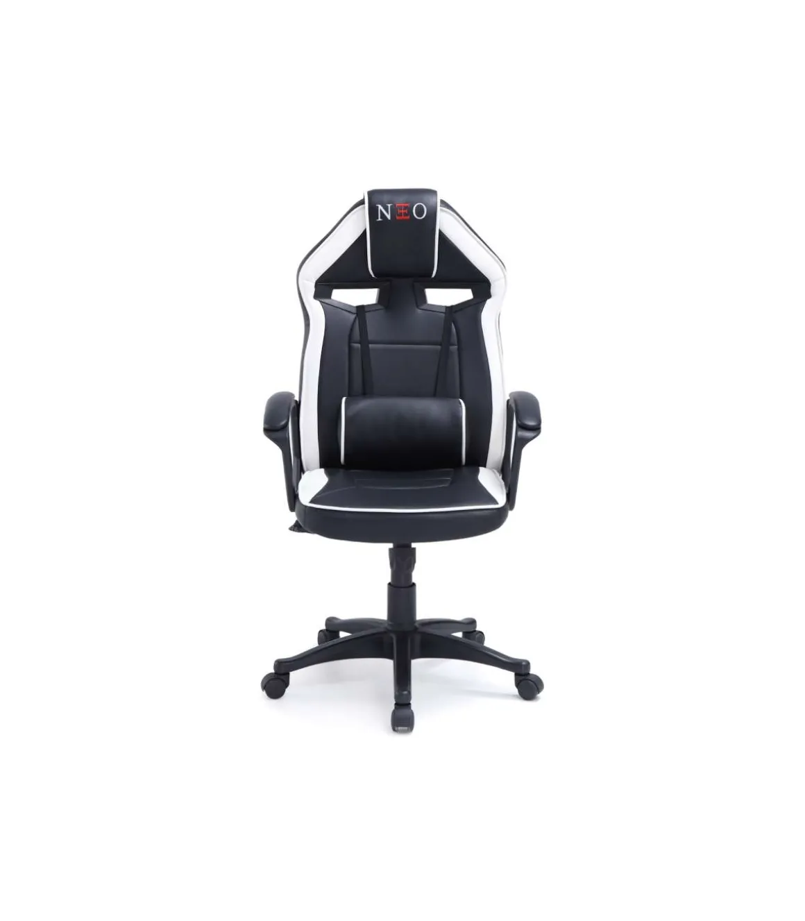 Sillón giratorio elevable gamer Neo Avance tapizado en tejido negro/blanco, 115-125cm(alto) 70cm(ancho) 70cm(fondo).