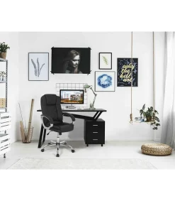 Sillón giratorio Inmaculada en polipiel negro, 66,5 x 51 x 111-120 cm (ancho x largo x alto)