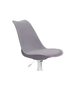 Sillón giratorio Lina tapizado en simil piel gris, 79-89cm(alto) 60cm(ancho) 60cm(fondo).