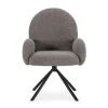 Sillón giratorio modelo Dama con brazos tapizado textil gris claro, 89cm(alto) 64cm(ancho) 60cm(largo)