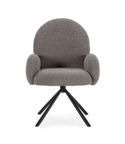 Sillón giratorio modelo Dama con brazos tapizado textil gris claro, 89cm(alto) 64cm(ancho) 60cm(largo)