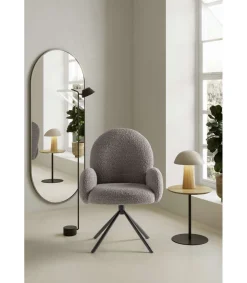 Sillón giratorio modelo Dama con brazos tapizado textil gris claro, 89cm(alto) 64cm(ancho) 60cm(largo)