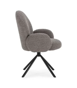 Sillón giratorio modelo Dama con brazos tapizado textil gris claro, 89cm(alto) 64cm(ancho) 60cm(largo)