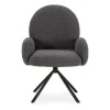 Sillón giratorio modelo Dama con brazos tapizado textil gris oscuro, 89cm(alto) 64cm(ancho) 60cm(largo)