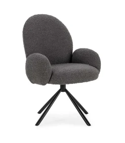 Sillón giratorio modelo Dama con brazos tapizado textil gris oscuro, 89cm(alto) 64cm(ancho) 60cm(largo)