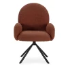 Sillón giratorio modelo Dama con brazos tapizado textil teja, 89cm(alto) 64cm(ancho) 60cm(largo)