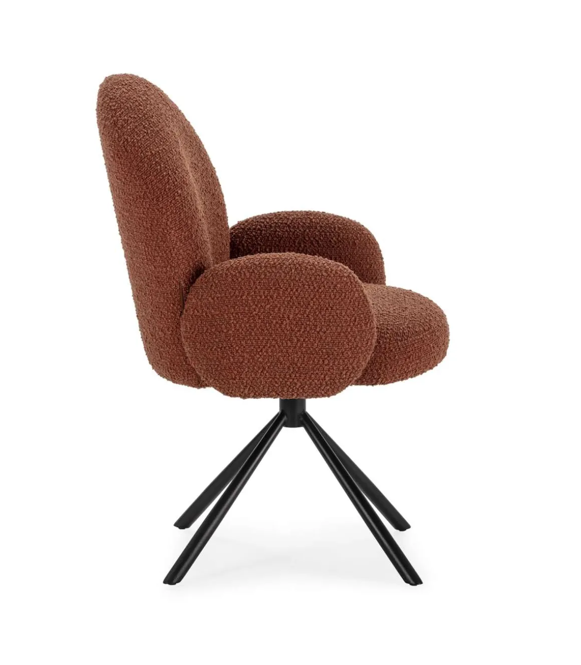 Sillón giratorio modelo Dama con brazos tapizado textil teja, 89cm(alto) 64cm(ancho) 60cm(largo)