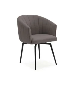 Sillón giratorio modelo Plumeti tapizado textil gris oscuro, 81cm(alto) 60cm(ancho) 61cm(largo)