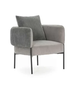 Sillón modelo Bali tapizado textil gris claro, 75cm(alto) 73cm(ancho) 78cm(largo)