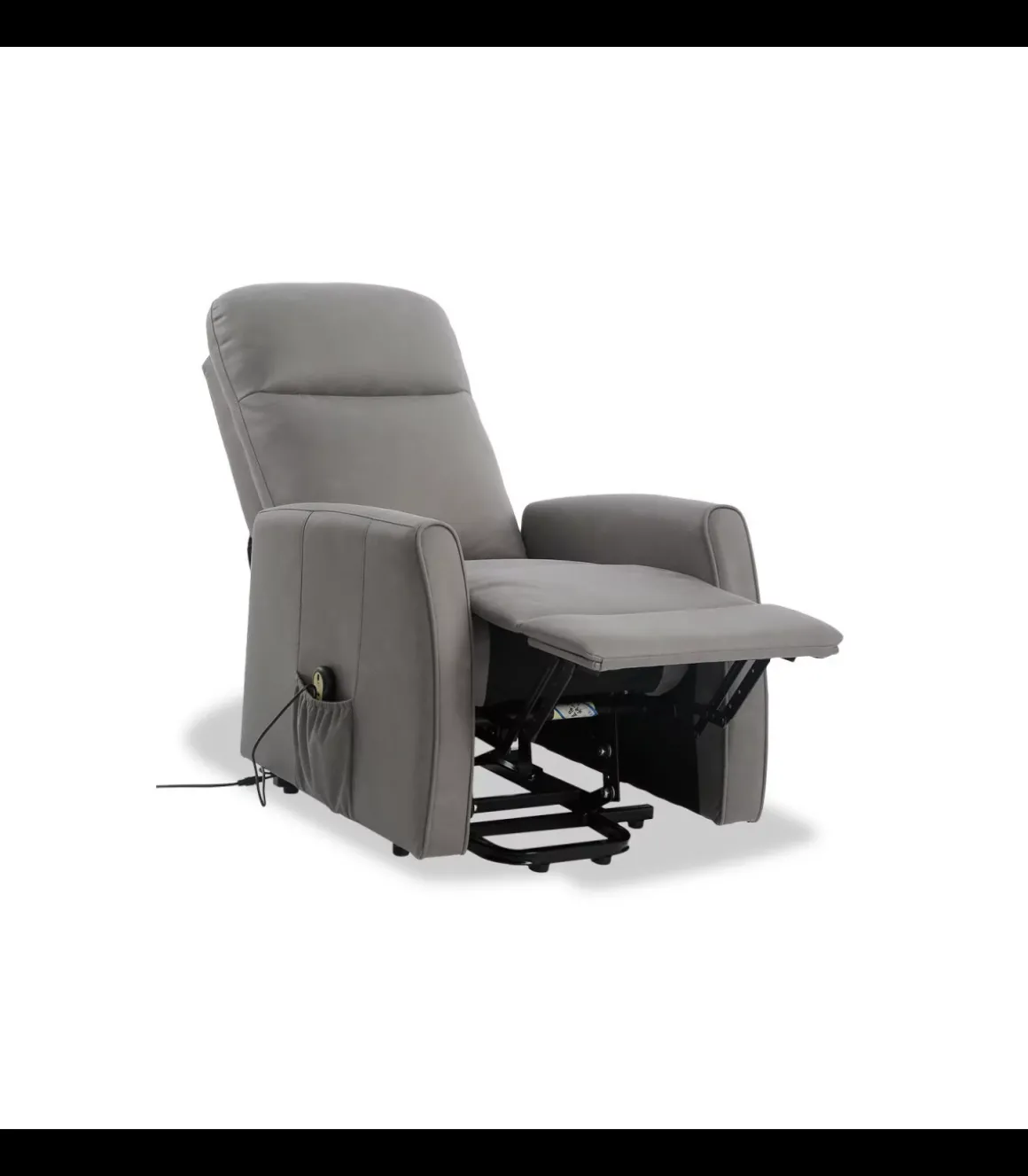 Sillón relax levantapersonas eléctrico Divinity tapizado en tela gris, 102cm(alto) 68cm(ancho) 90cm(fondo)