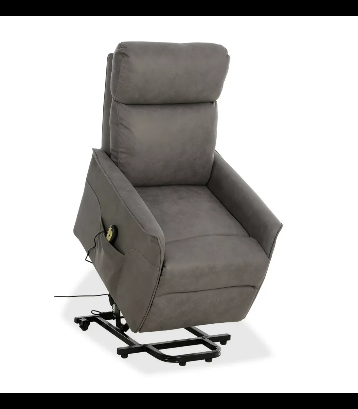 Sillón relax levantapersonas eléctrico Stylo tapizado en tela gris, 102cm(alto) 65cm(ancho) 94cm(fondo)