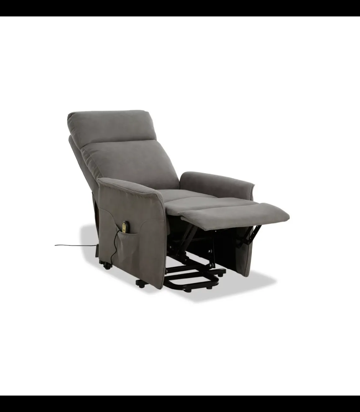 Sillón relax levantapersonas eléctrico Stylo tapizado en tela gris, 102cm(alto) 65cm(ancho) 94cm(fondo)