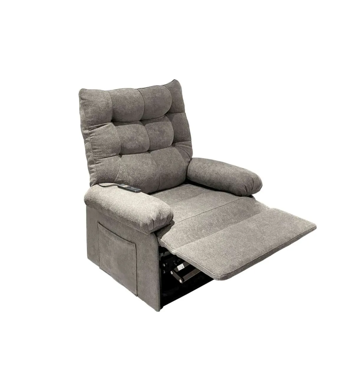 Sillón relax levantapersonas eléctrico Major tapizado en tela gris tabac, 102cm(alto) 82cm(ancho) 90cm(fondo)