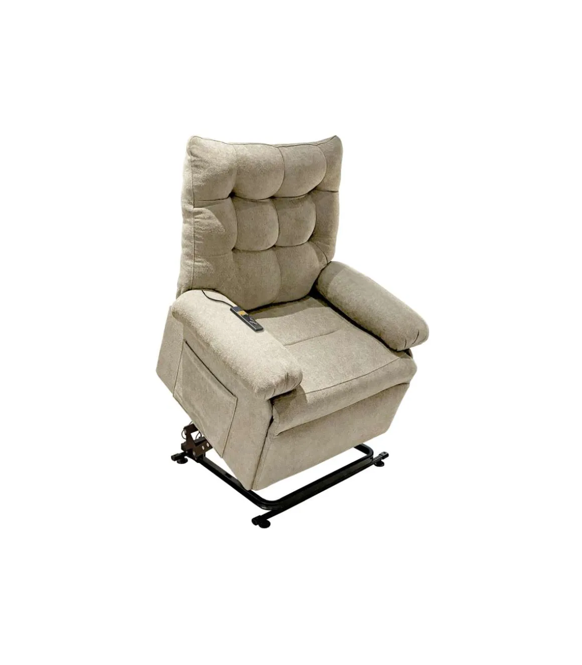 Sillón relax levantapersonas eléctrico Major tapizado en tela beige arena, 102cm(alto) 82cm(ancho) 90cm(fondo)