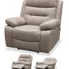 Sillón relax manual Genova XL tapizado en tela cemento, 101cm(alto) 100cm(ancho) 90cm(fondo)