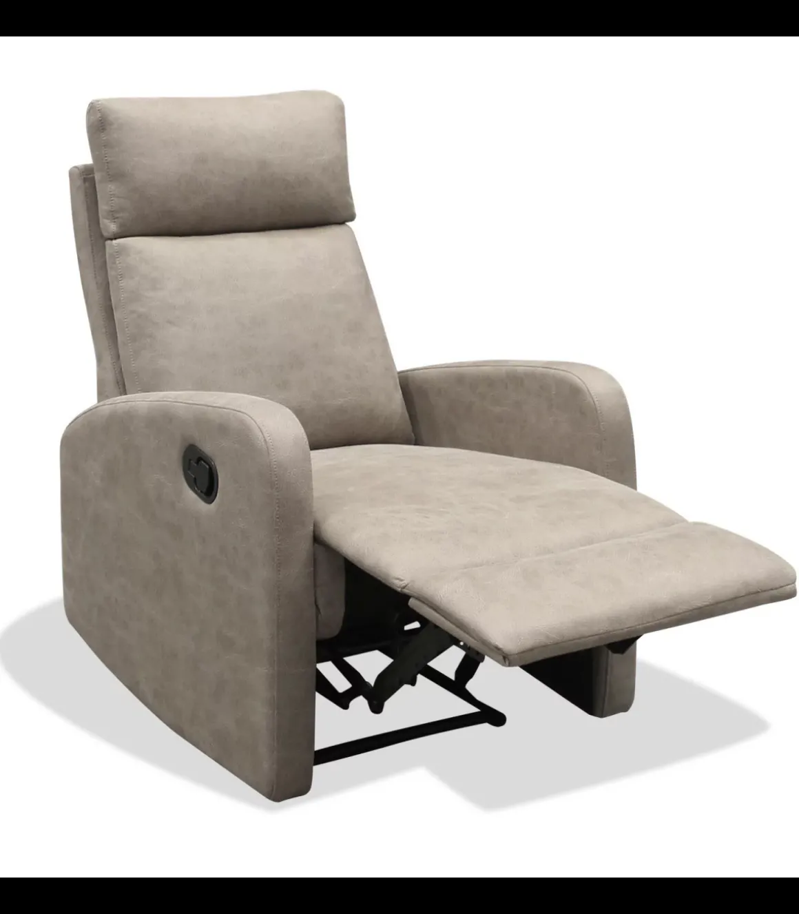 Sillón relax manual Giulia tapizado en tela cemento, 101cm(alto) 70cm(ancho) 80cm(fondo)